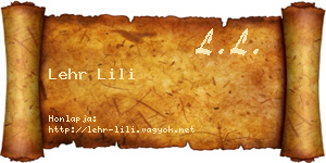 Lehr Lili névjegykártya